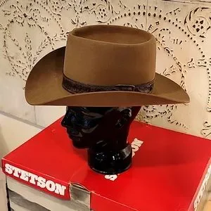 【激レア✨】ヴィンテージ STETSON revenger beaver hat Vtg Stetson 3X Beaver Revenger Last Drop Brown Cowboy